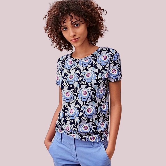 LOFT Tops - LOFT Blossom Vintage Soft Tee Heather Grey Floral Print Short Sleeve T-Shirt